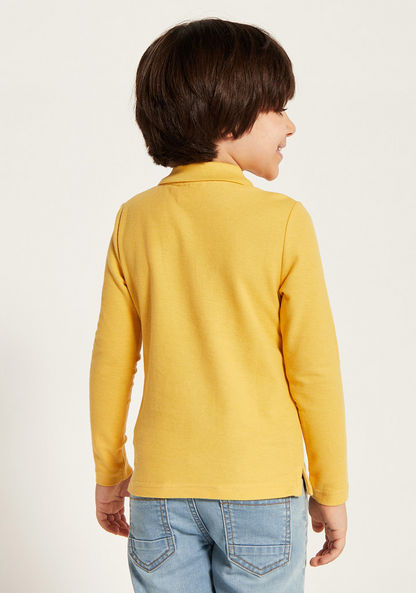 Juniors Solid Polo Neck T-shirt with Long Sleeves-T Shirts-image-3