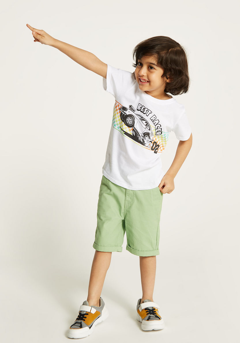 Juniors Graphic Print T-shirt with Crew Neck and Short Sleeves-T Shirts-image-1
