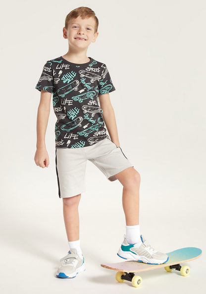 Juniors All Over Print T-shirt with Crew Neck and Short Sleeves-T Shirts-image-0