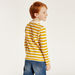 Juniors Striped Polo T-shirt with Long Sleeves and Button Closure-T Shirts-thumbnailMobile-3