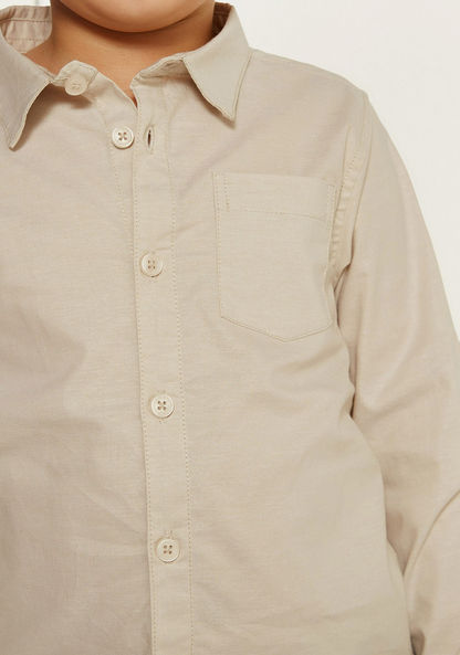 Juniors Solid Shirt with Long Sleeves and Chest Pocket