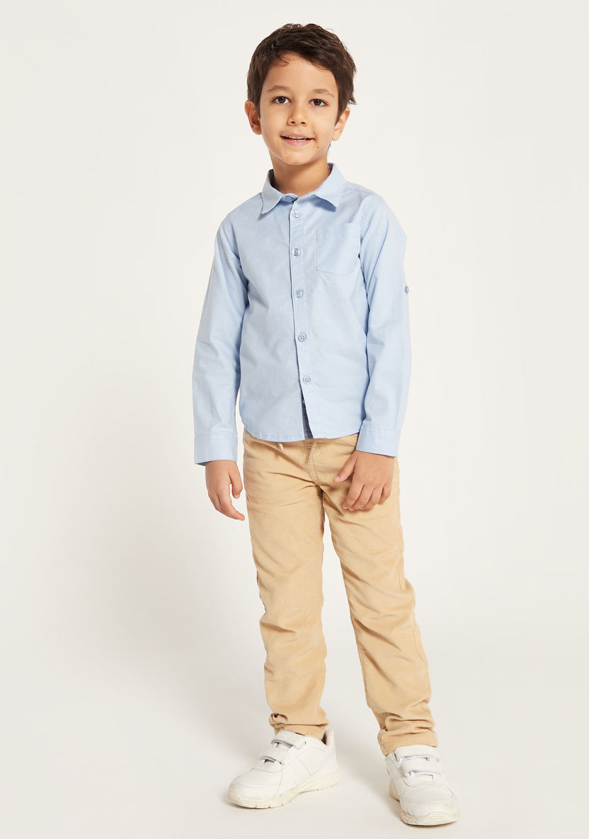 Juniors Solid Shirt with Long Sleeves and Pocket-Shirts-image-0