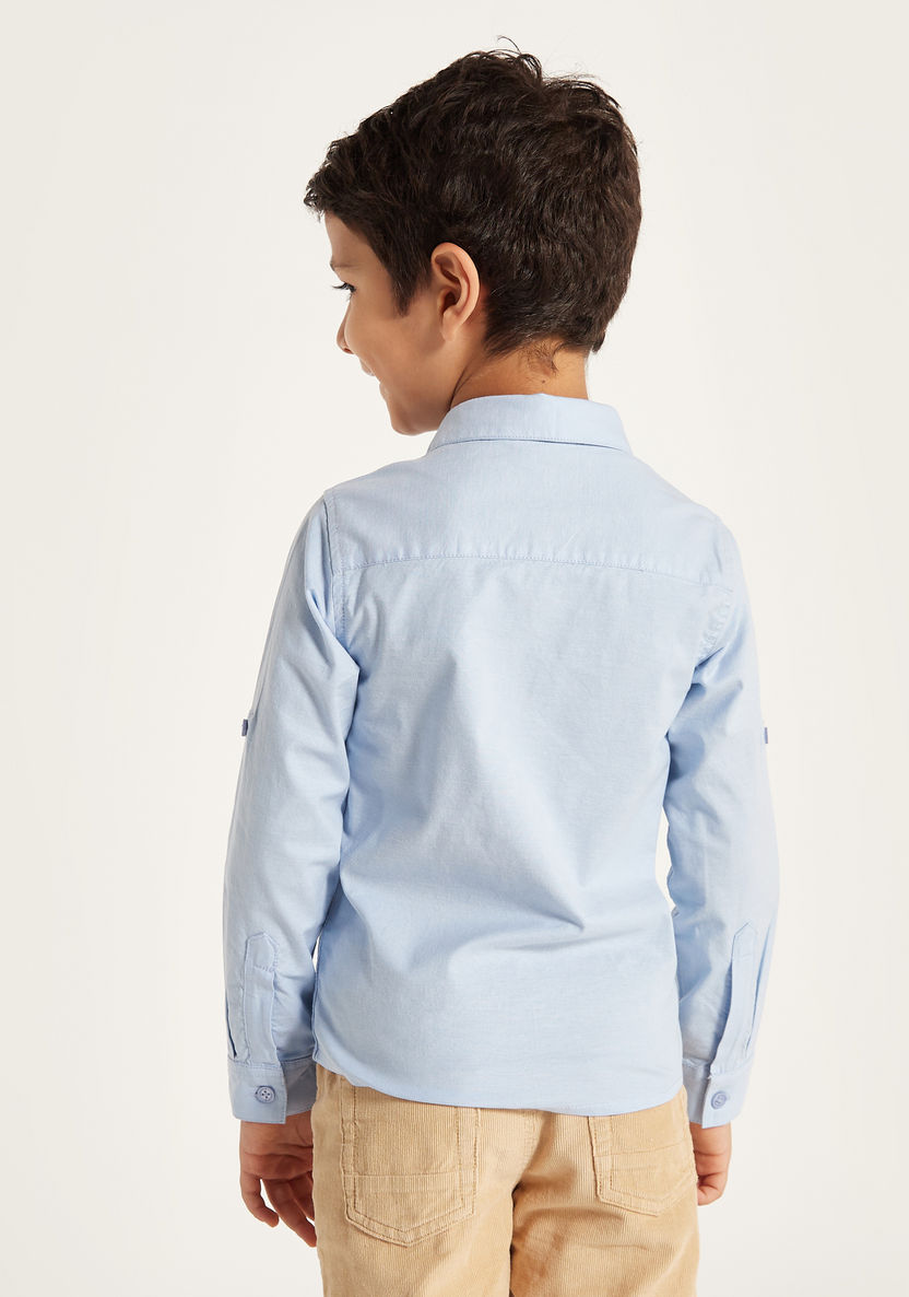 Juniors Solid Shirt with Long Sleeves and Pocket-Shirts-image-3