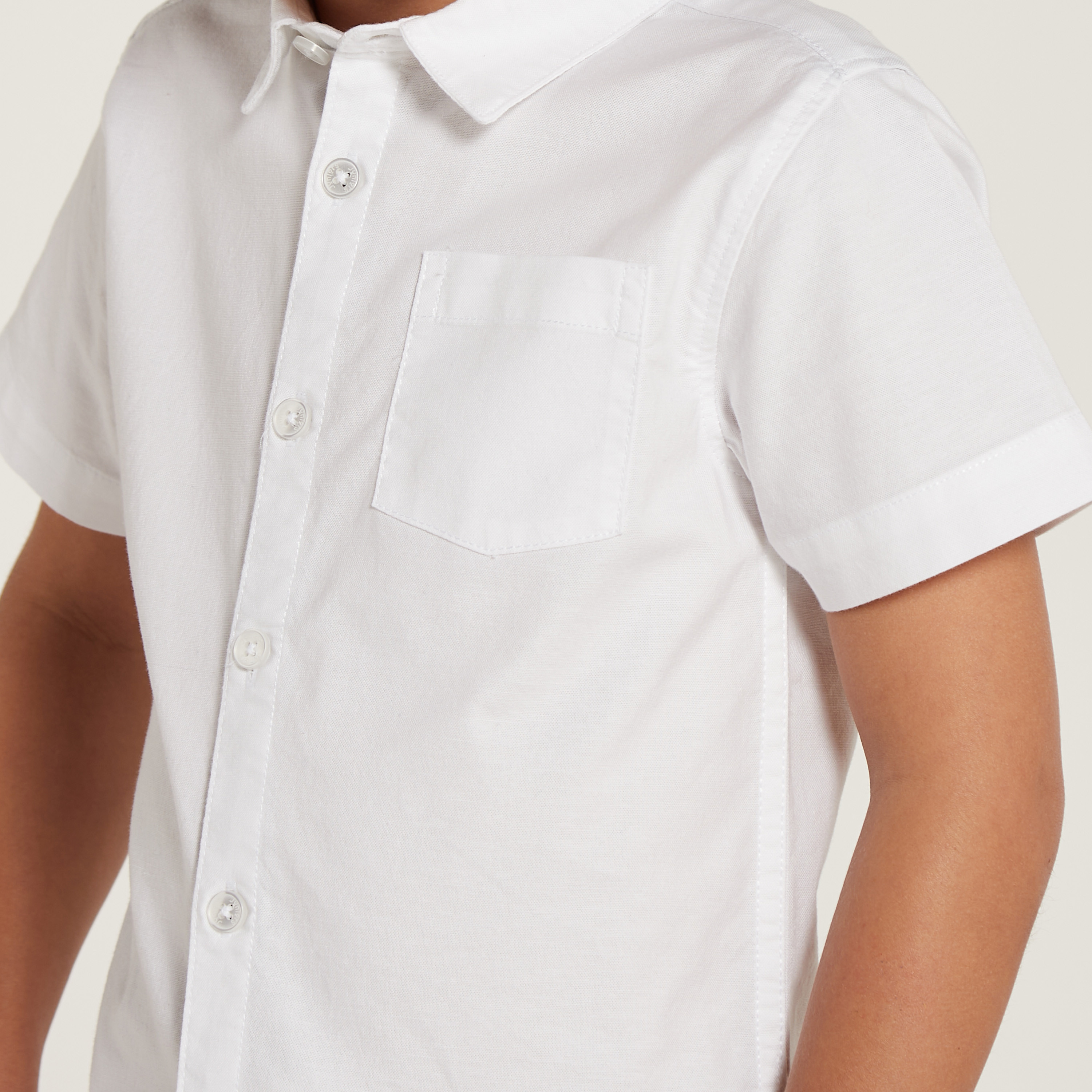 Juniors Solid Button Up Shirt with Chest Pocket-boys-clothing-shirts-image-3