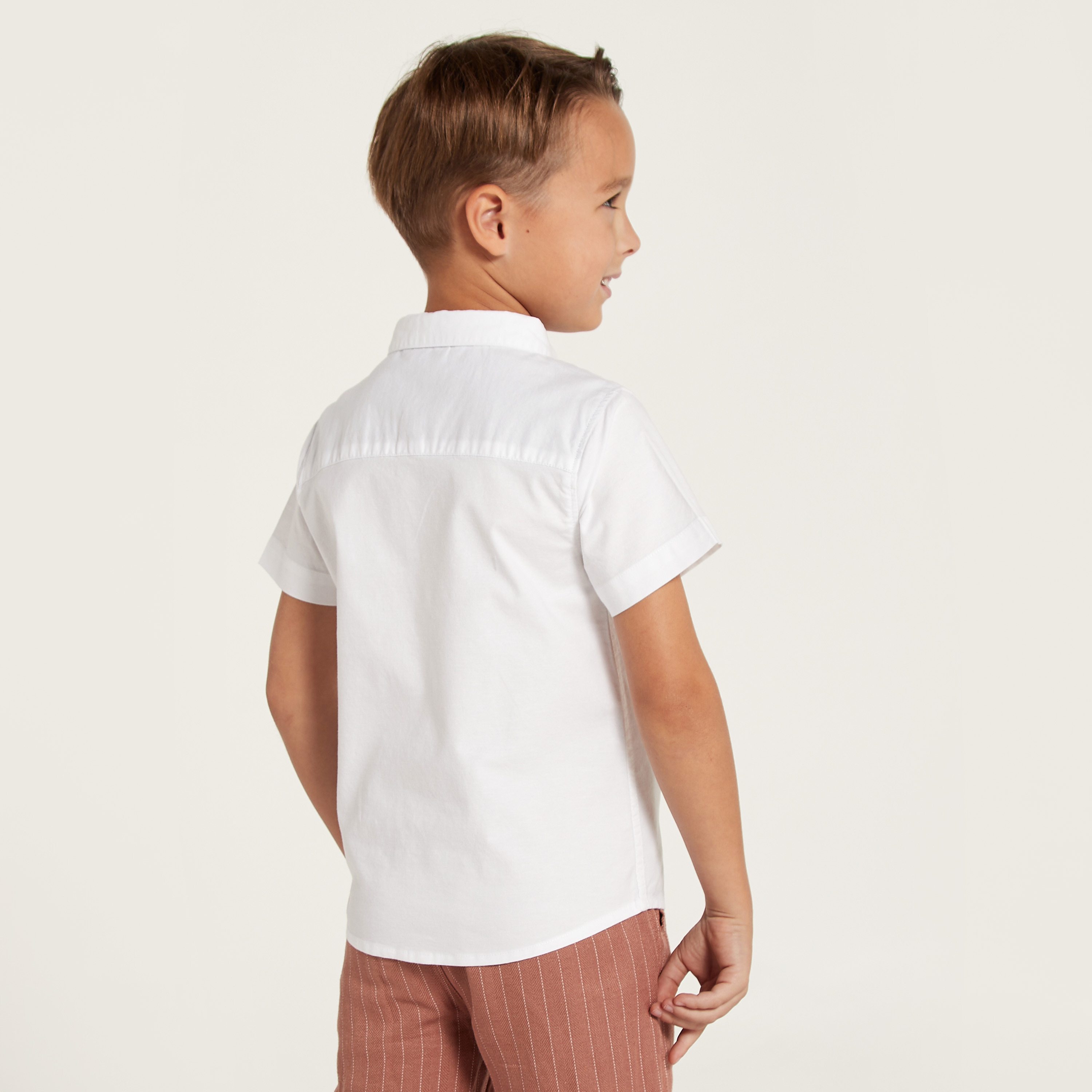 Juniors Solid Button Up Shirt with Chest Pocket-boys-clothing-shirts-image-4