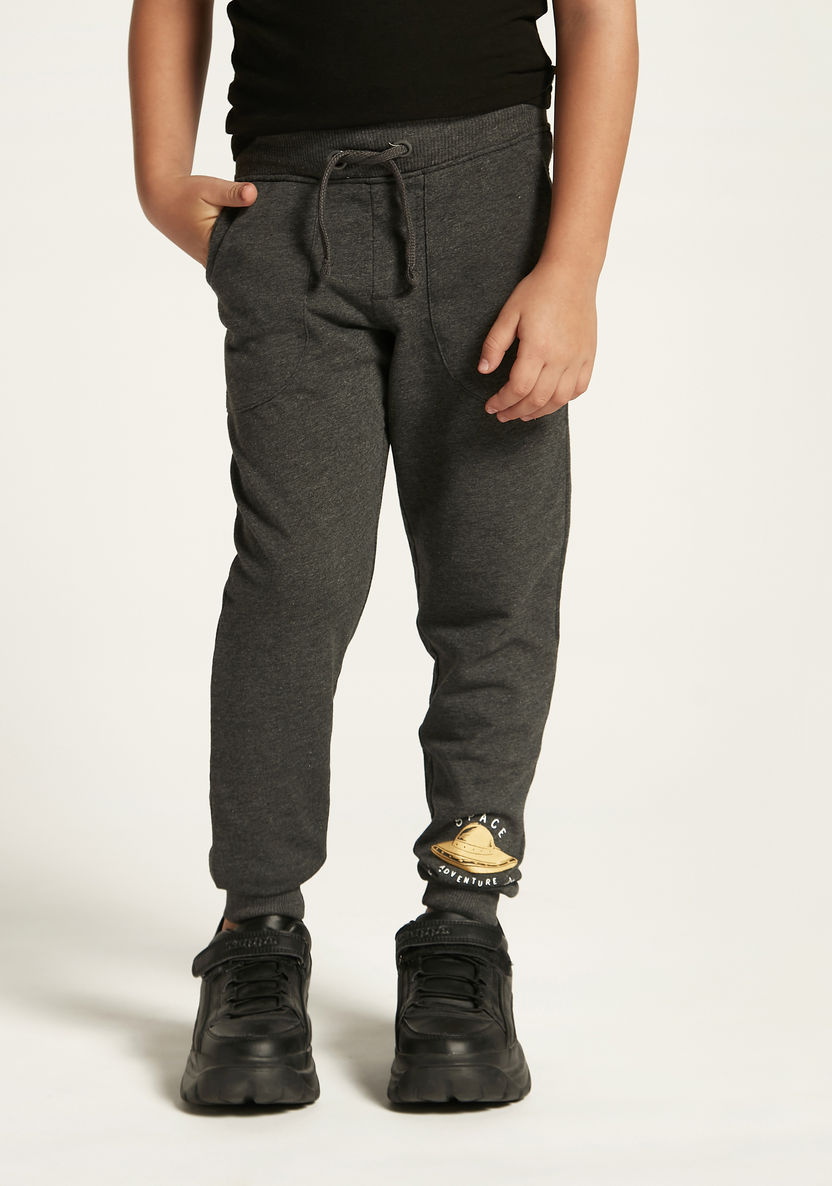 Juniors Space Print Joggers with Pockets and Drawstring Closure-Joggers-image-0