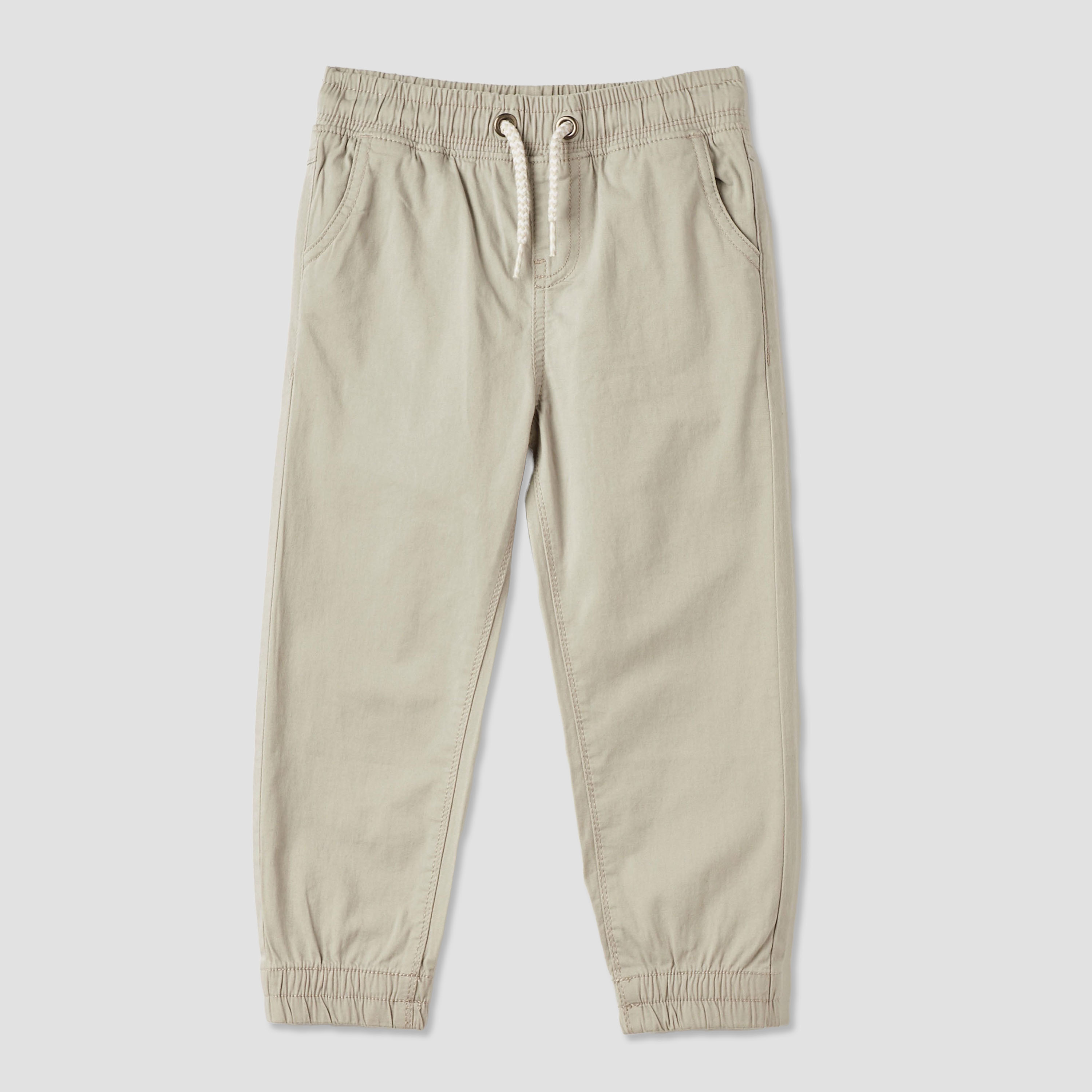 Juniors Solid Mid-Rise Jog Pants with Pockets and Elasticated Drawstring Closure-boys-clothing-bottoms-joggersandtrackpants-image-1