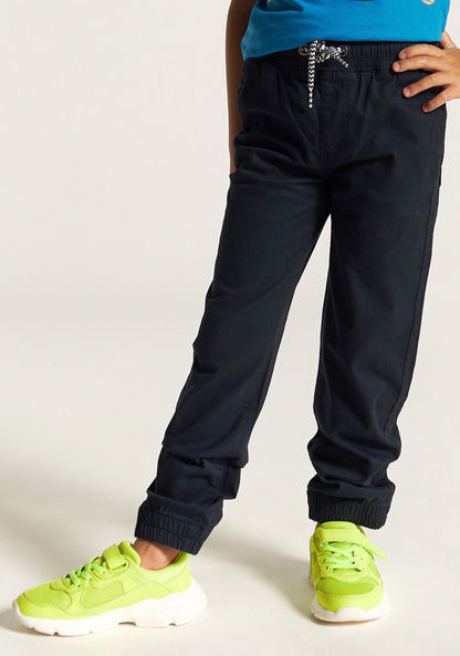 Juniors Solid Jog Pants with Drawstring Closure and Pockets-Pants-image-0