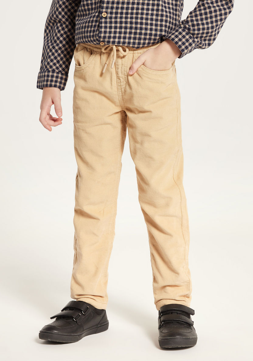 Juniors Solid Mid-Rise Pants with Drawstring Closure-Pants-image-1