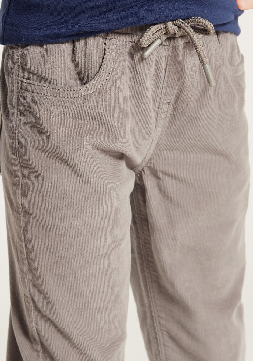 Juniors Solid Mid-Rise Pants with Drawstring Closure-Pants-image-2