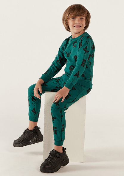 Juniors Alphabet Print Joggers with Pockets and Elasticated Waistband-Joggers-image-1