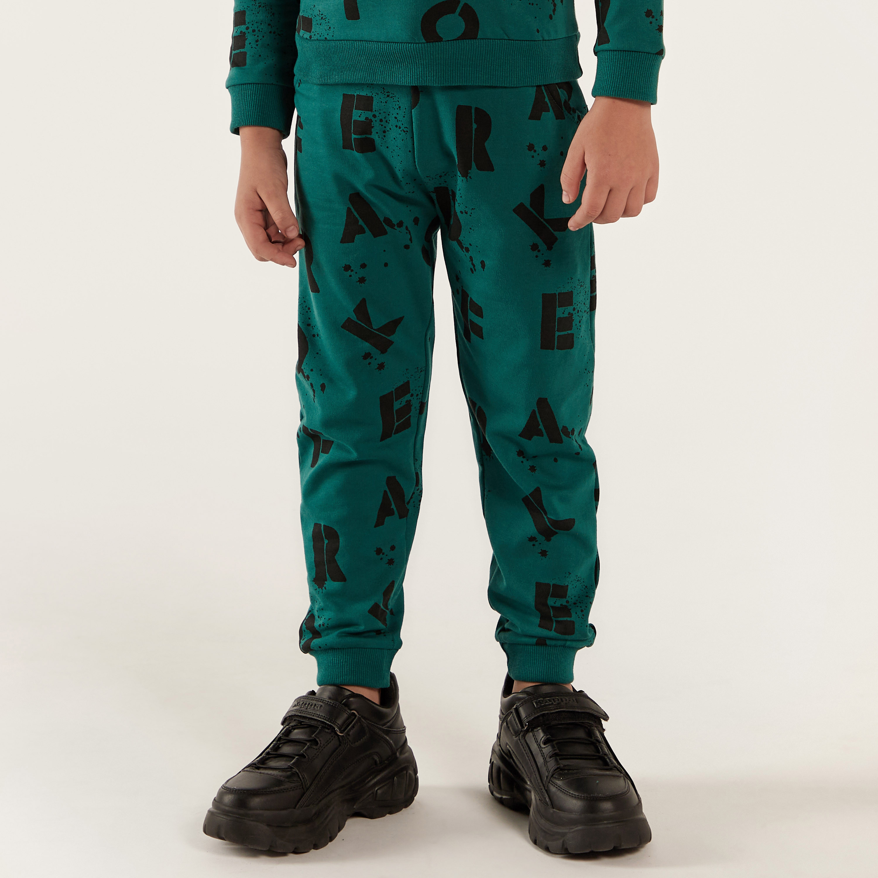 Juniors Alphabet Print Joggers with Pockets and Elasticated Waistband-boys-clothing-bottoms-joggersandtrackpants-image-1
