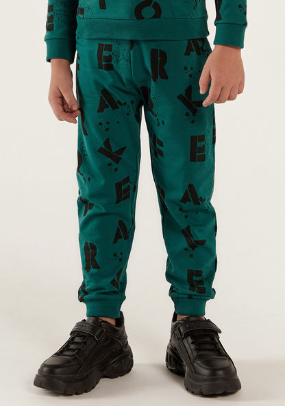 Juniors Alphabet Print Joggers with Pockets and Elasticated Waistband-Joggers-image-0