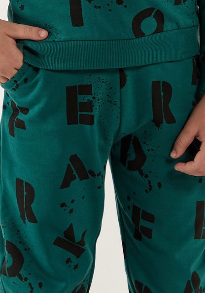 Juniors Alphabet Print Joggers with Pockets and Elasticated Waistband-Joggers-image-2