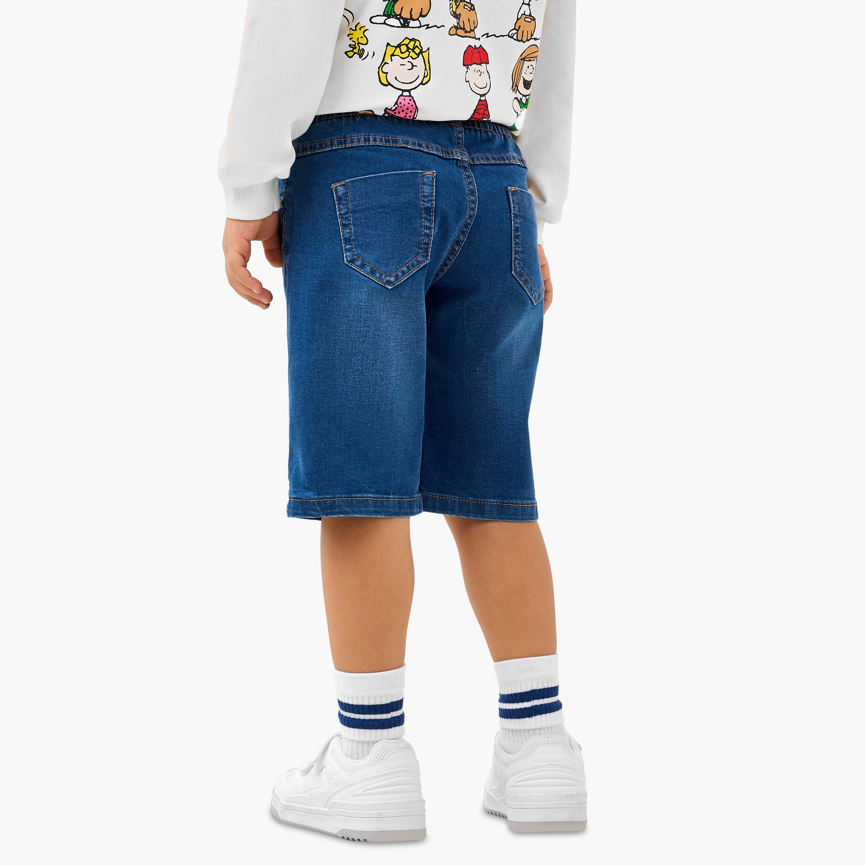 شورت دينم سادة بجيوب ورباط إغلاق من جونيورز-boys-clothing-bottoms-shorts-image-3