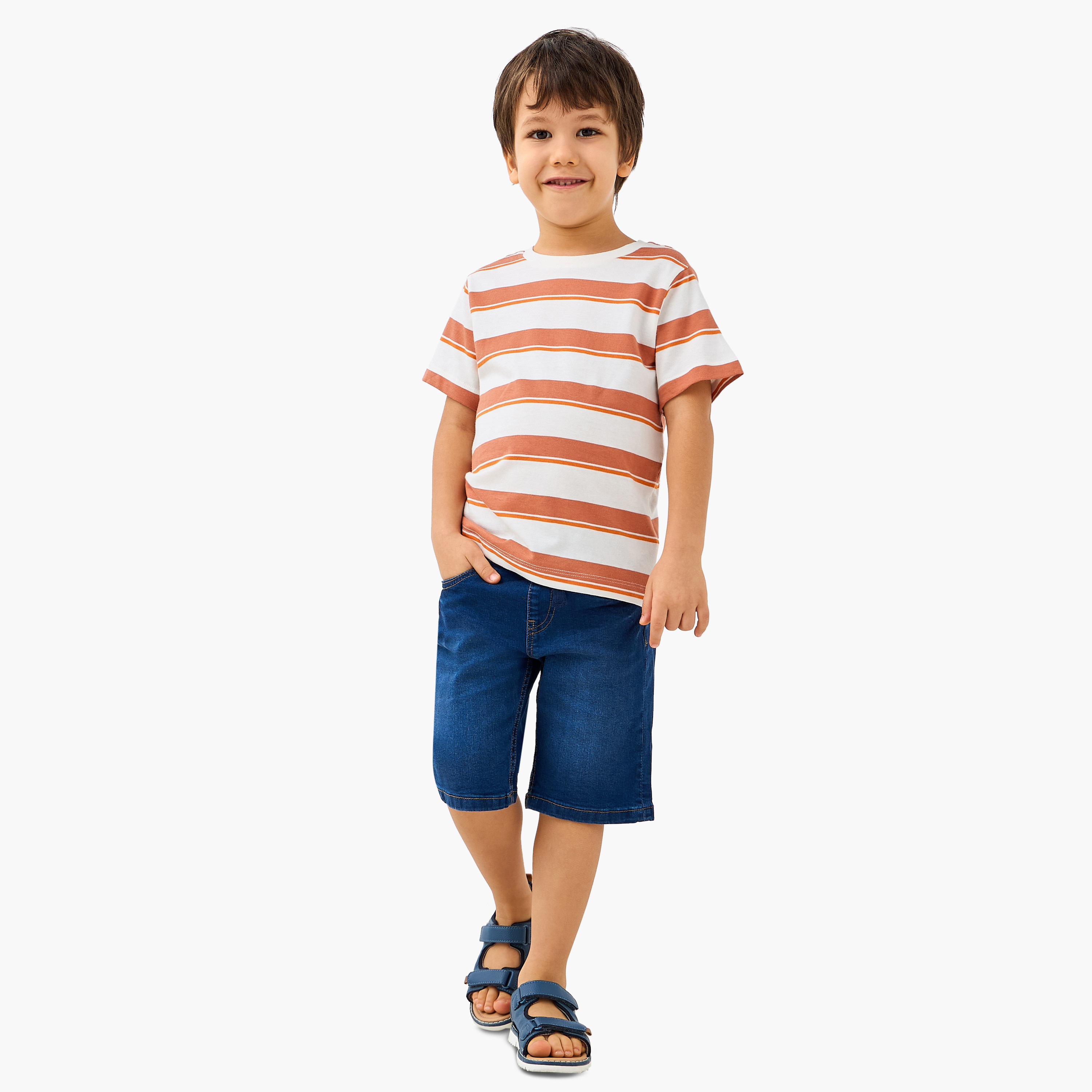 Juniors Solid Denim Shorts with Drawstring Closure and Pockets-boys-clothing-bottoms-shorts-image-2