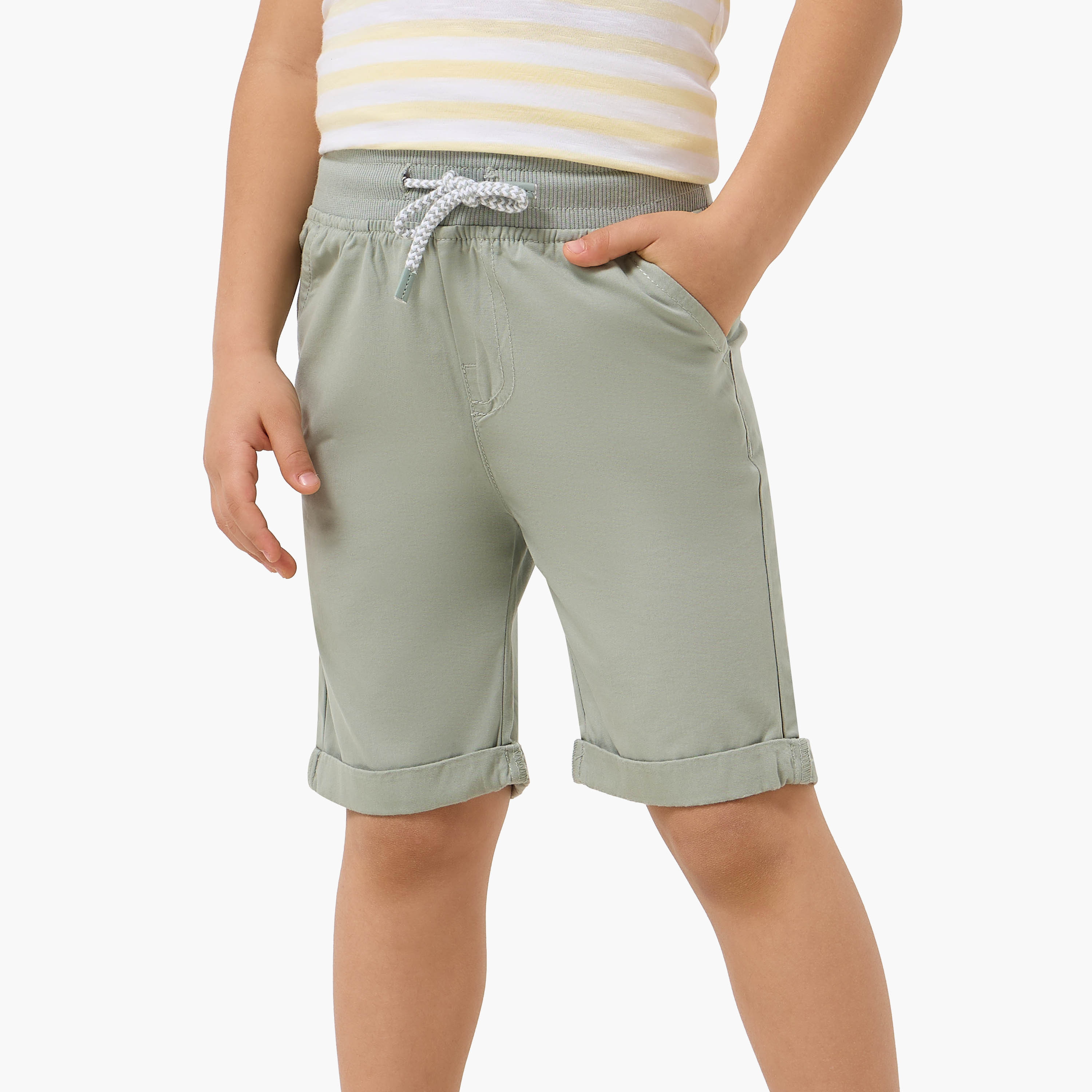 Juniors Solid Shorts with Drawstring Closure and Pockets-boys-clothing-bottoms-shorts-image-1