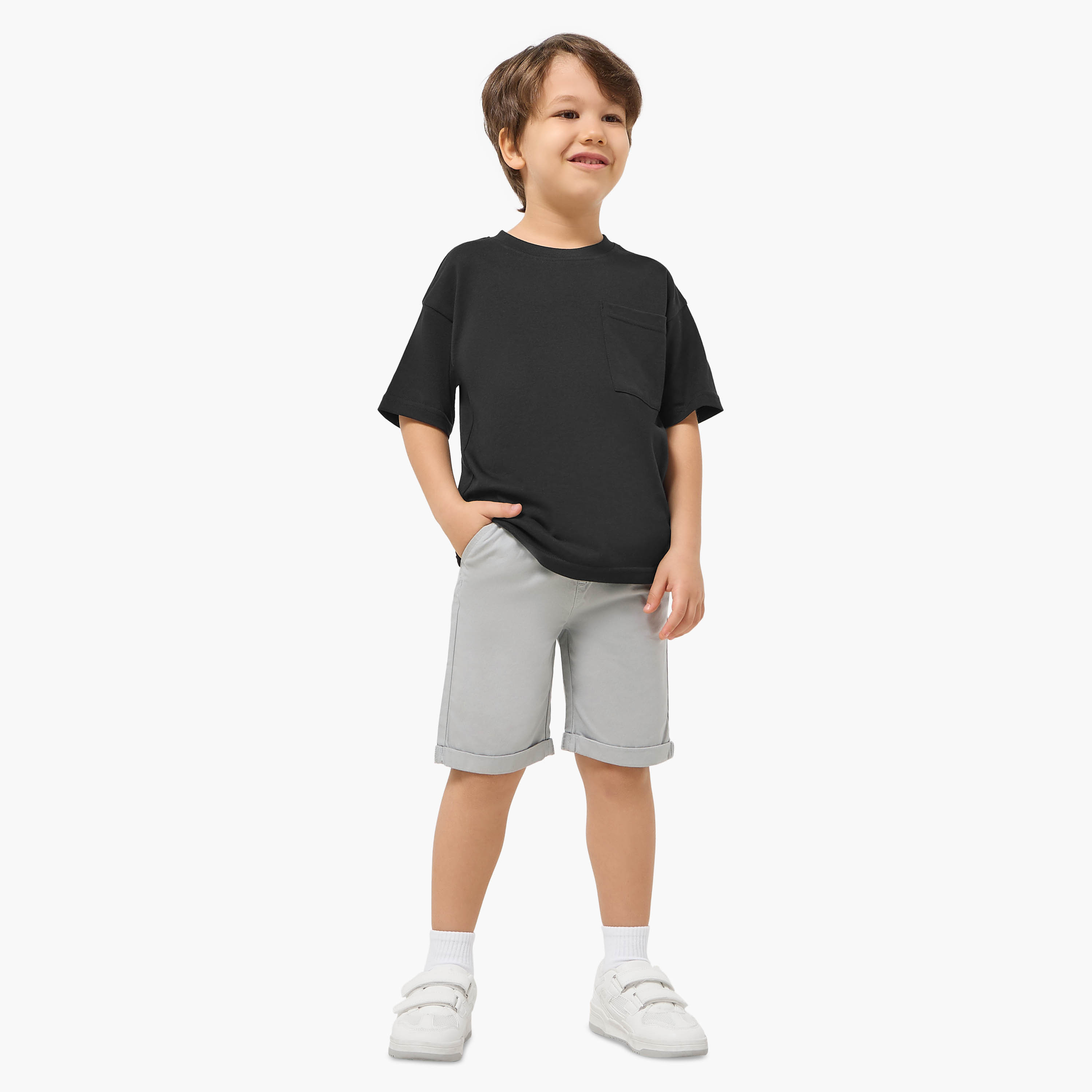 Juniors Solid Shorts with Drawstring Closure and Pockets-boys-clothing-bottoms-shorts-image-2