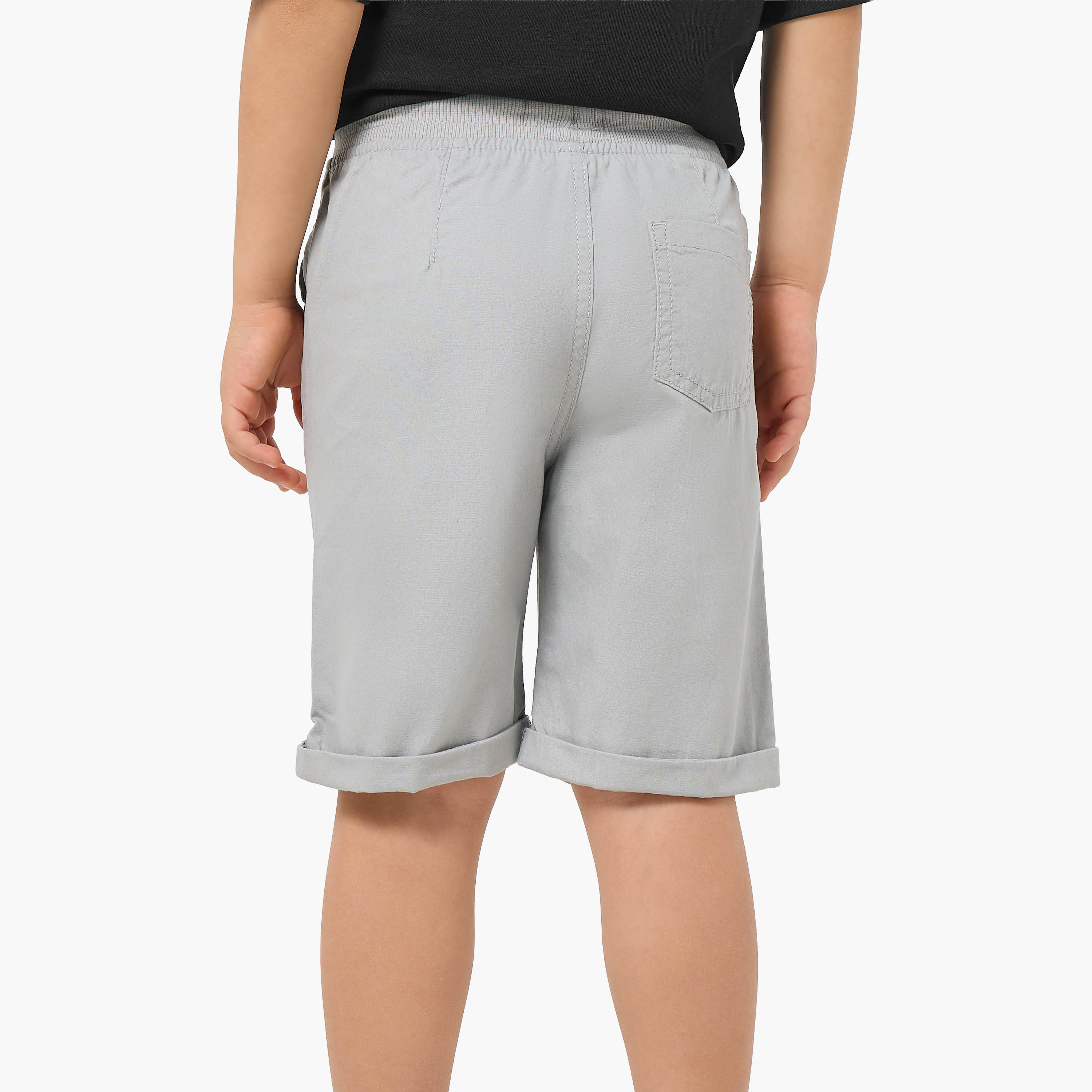 Juniors Solid Shorts with Drawstring Closure and Pockets-boys-clothing-bottoms-shorts-image-3