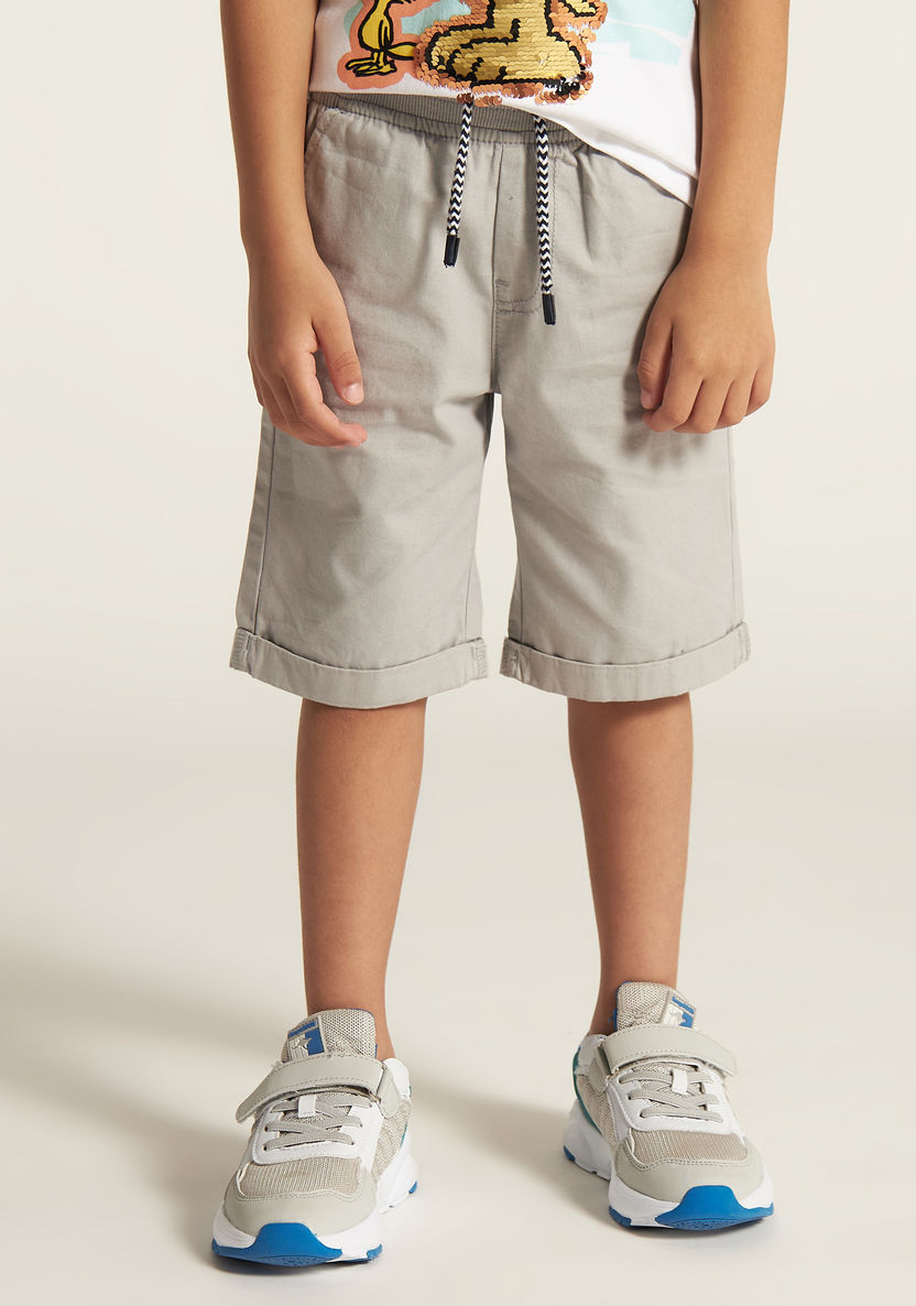 Juniors Solid Shorts with Drawstring Closure-Shorts-image-0
