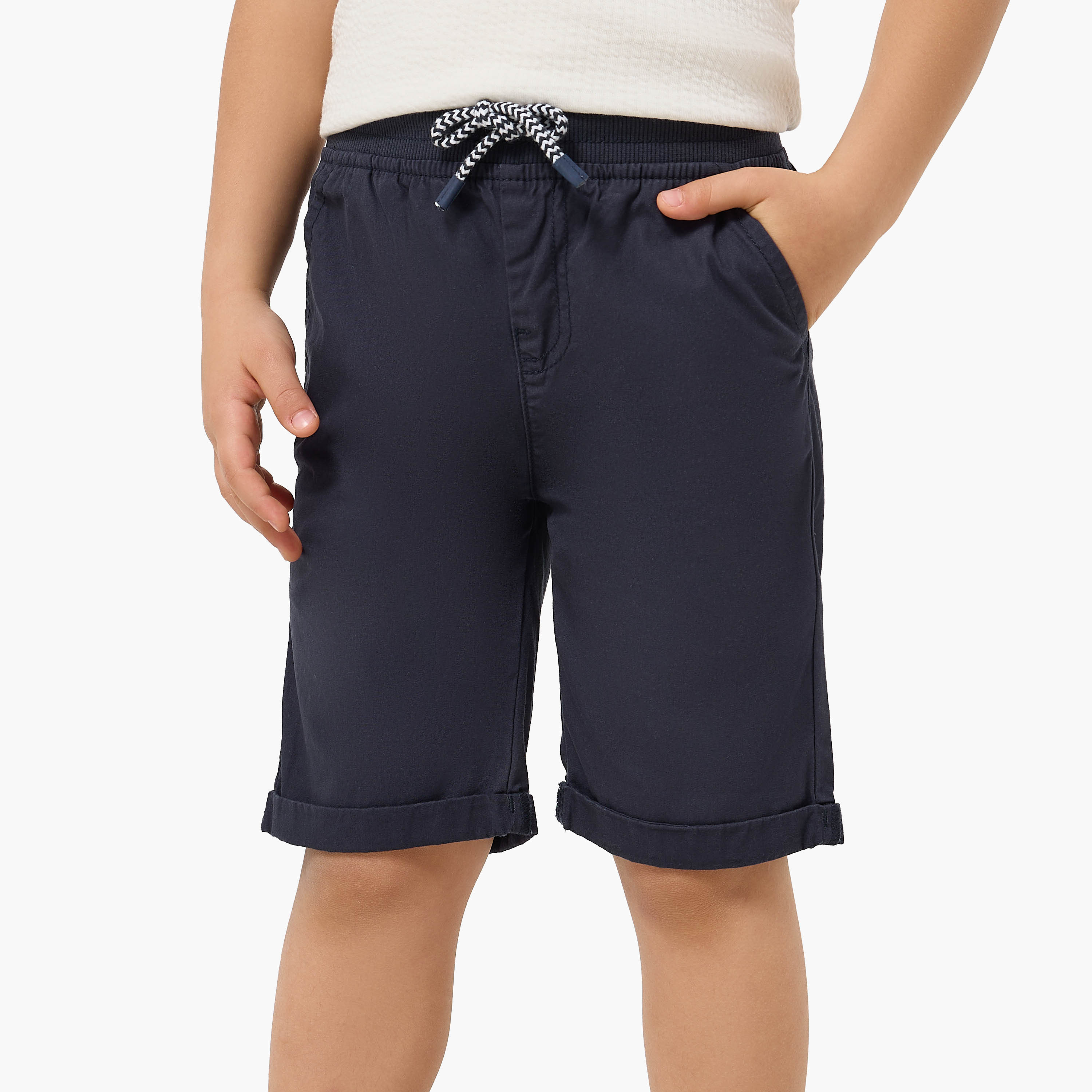 Juniors Solid Shorts with Drawstring Closure and Pockets-boys-clothing-bottoms-shorts-image-1