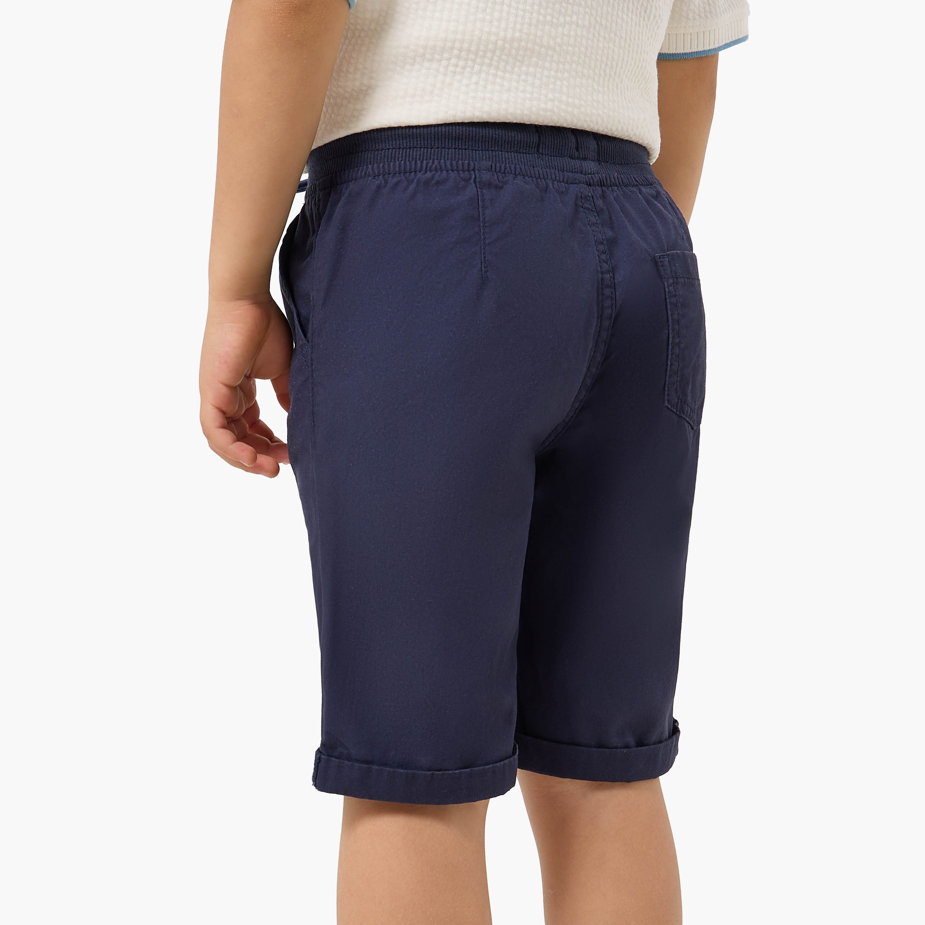 Juniors Solid Shorts with Drawstring Closure and Pockets-boys-clothing-bottoms-shorts-image-3