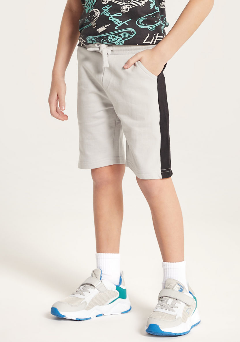 Juniors Solid Mid-Rise Shorts with Drawstring Closure-Shorts-image-1
