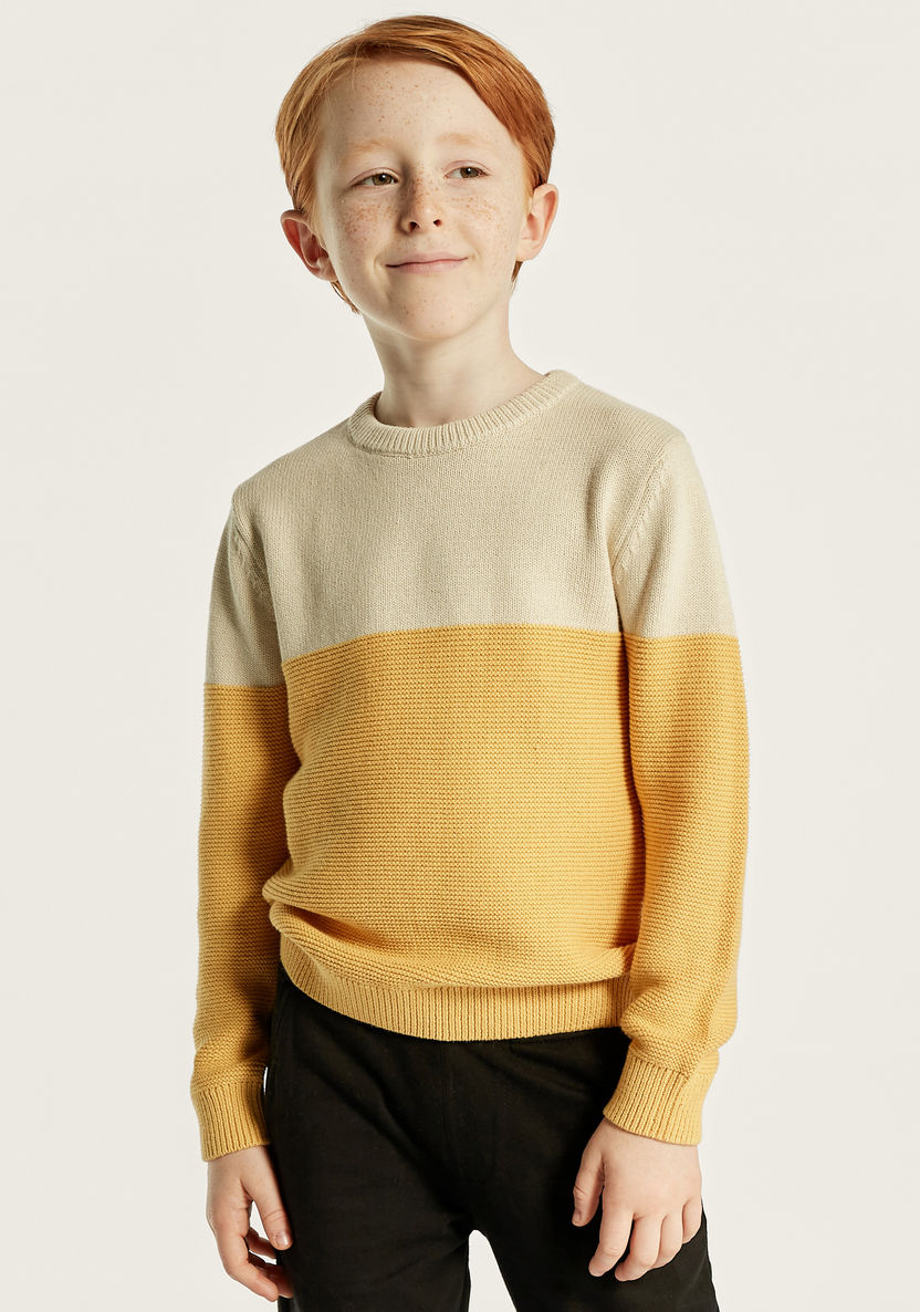 Juniors Colourblock Pullover with Long Sleeves-Sweaters and Cardigans-image-1