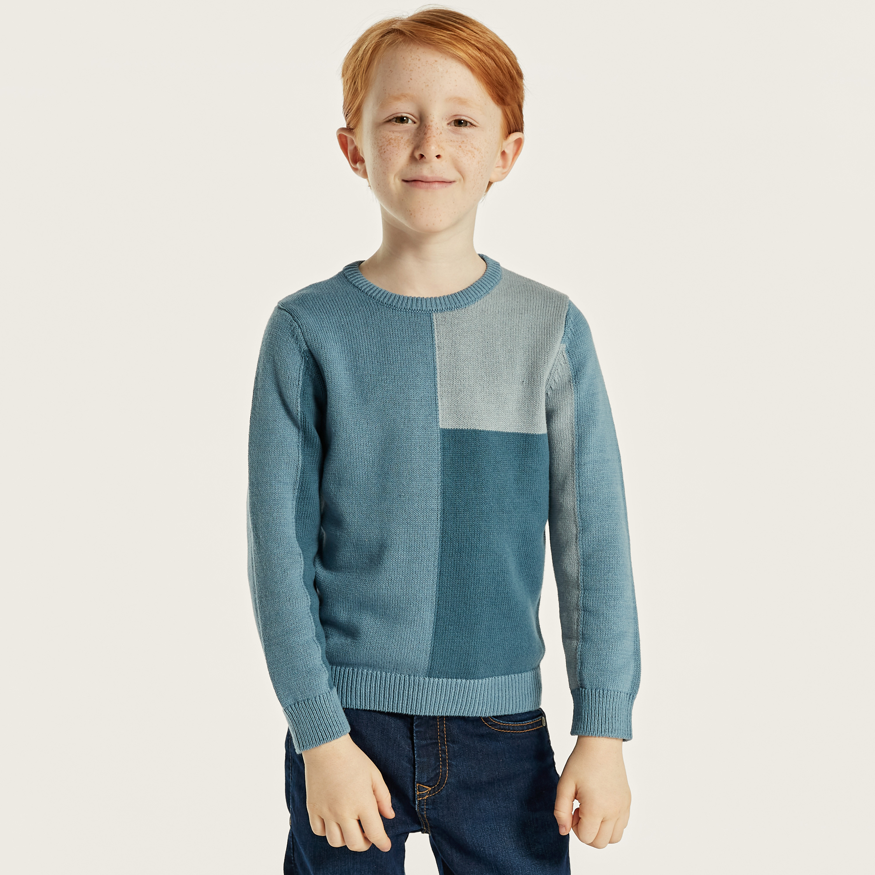 Juniors Colourblock Pullover with Long Sleeves-baby-boys-clothing-winterwear-jumpersandcardigans-image-2