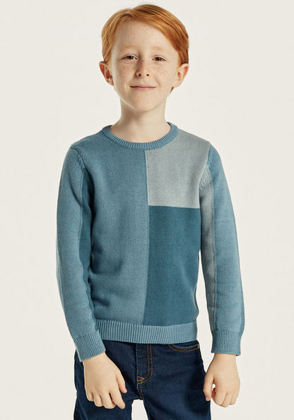 Juniors Colourblock Pullover with Long Sleeves-Sweaters and Cardigans-image-1