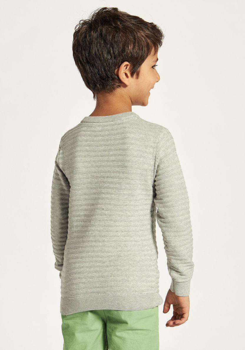 Juniors Striped Pullover with Crew Neck and Long Sleeves-Sweaters and Cardigans-image-3