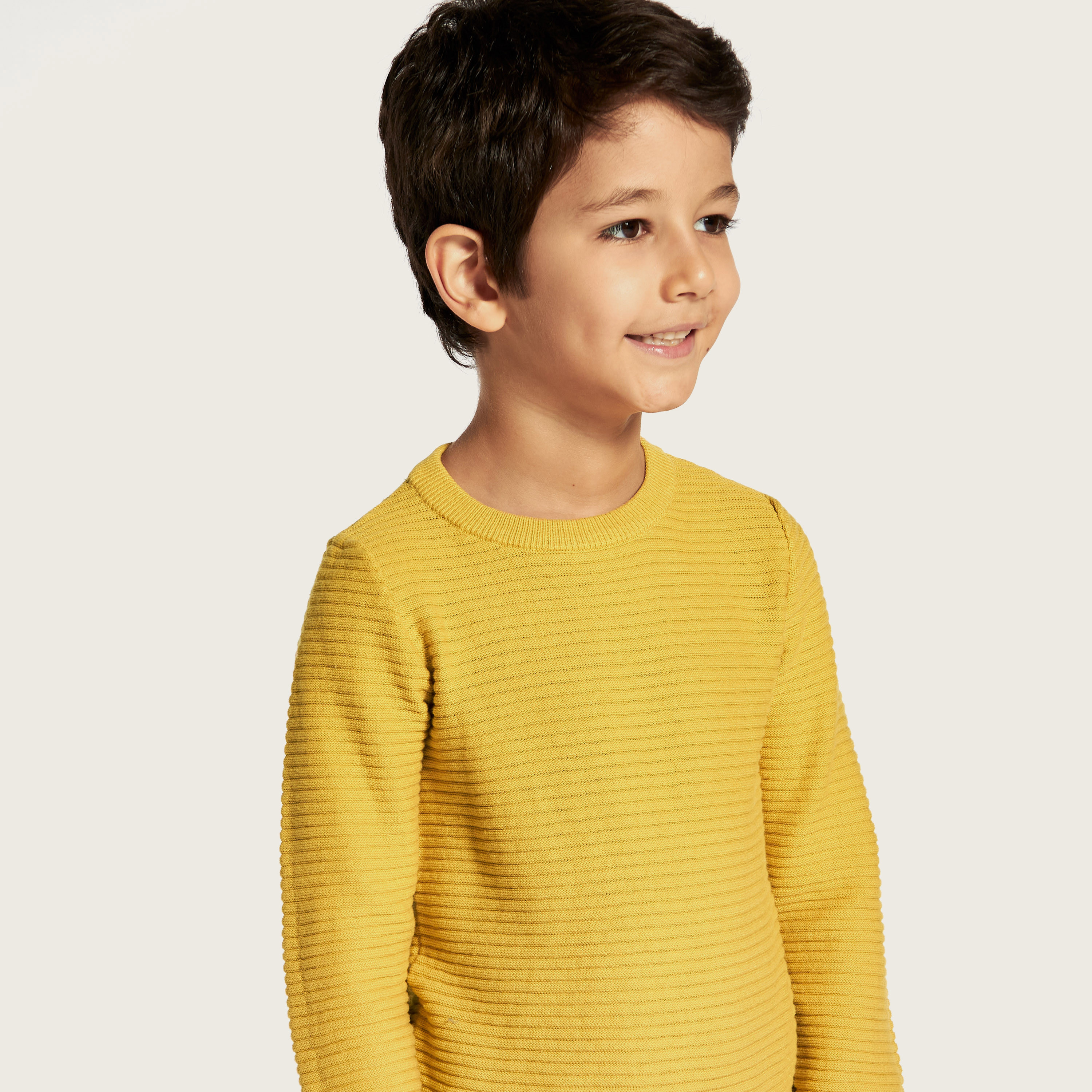 Juniors Textured Sweater with Crew Neck and Long Sleeves-baby-boys-clothing-winterwear-jumpersandcardigans-image-3