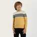 Juniors Striped Sweater with Crew Neck and Long Sleeves-Sweaters and Cardigans-thumbnailMobile-1