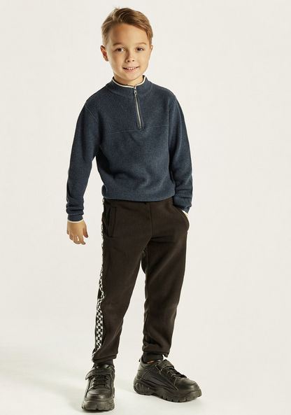 Juniors Textured High Neck Sweater with Long Sleeves-Sweaters and Cardigans-image-0