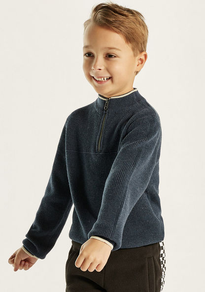 Juniors Textured High Neck Sweater with Long Sleeves-Sweaters and Cardigans-image-1