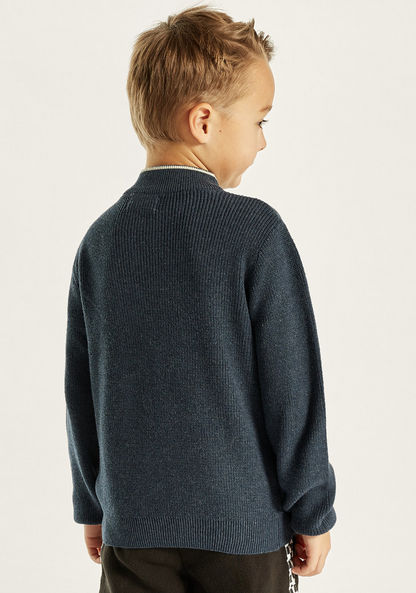 Juniors Textured High Neck Sweater with Long Sleeves-Sweaters and Cardigans-image-3