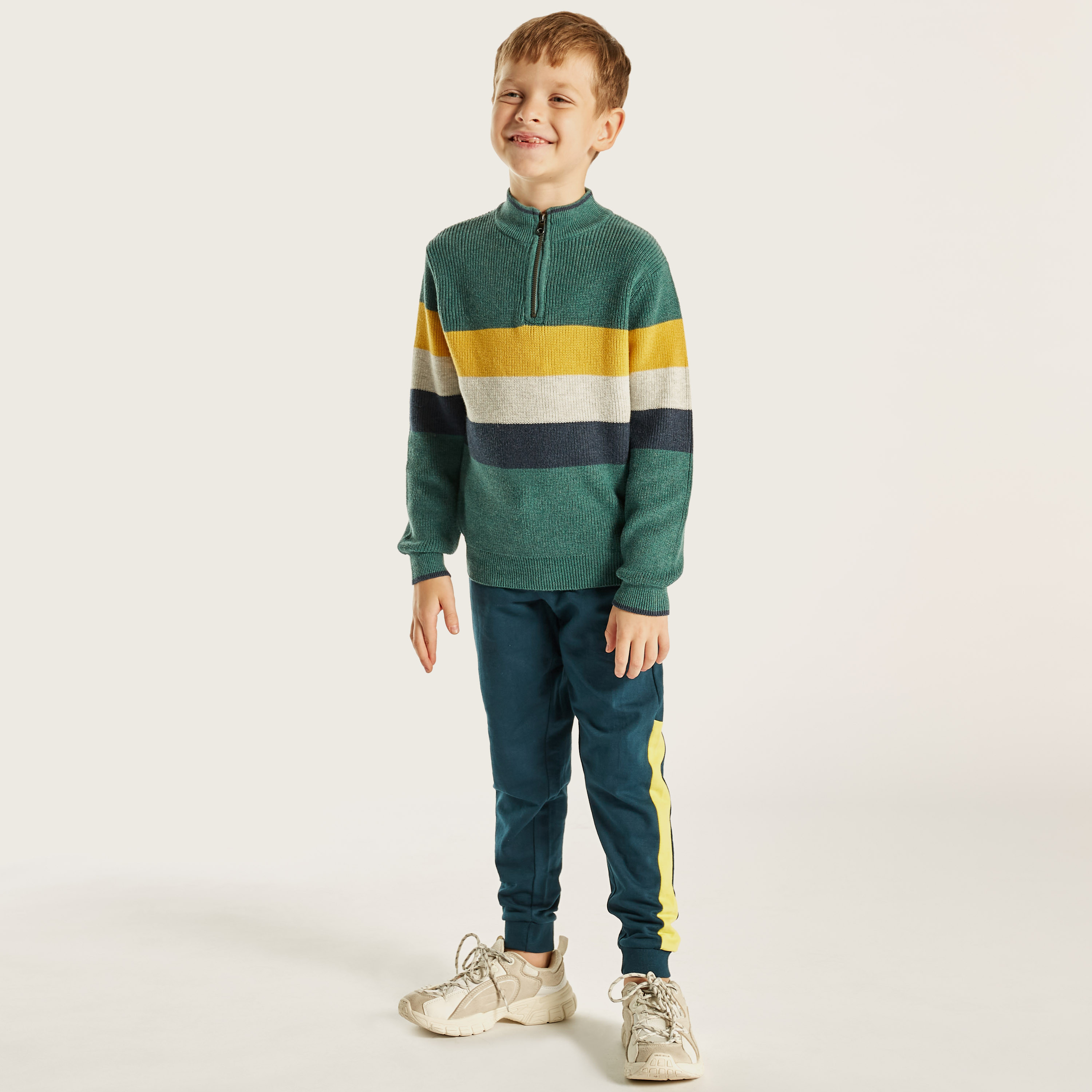 Eligo Textured Pullover with High Neck and Long Sleeves-boys-clothing-jumpersandcardigans-image-1