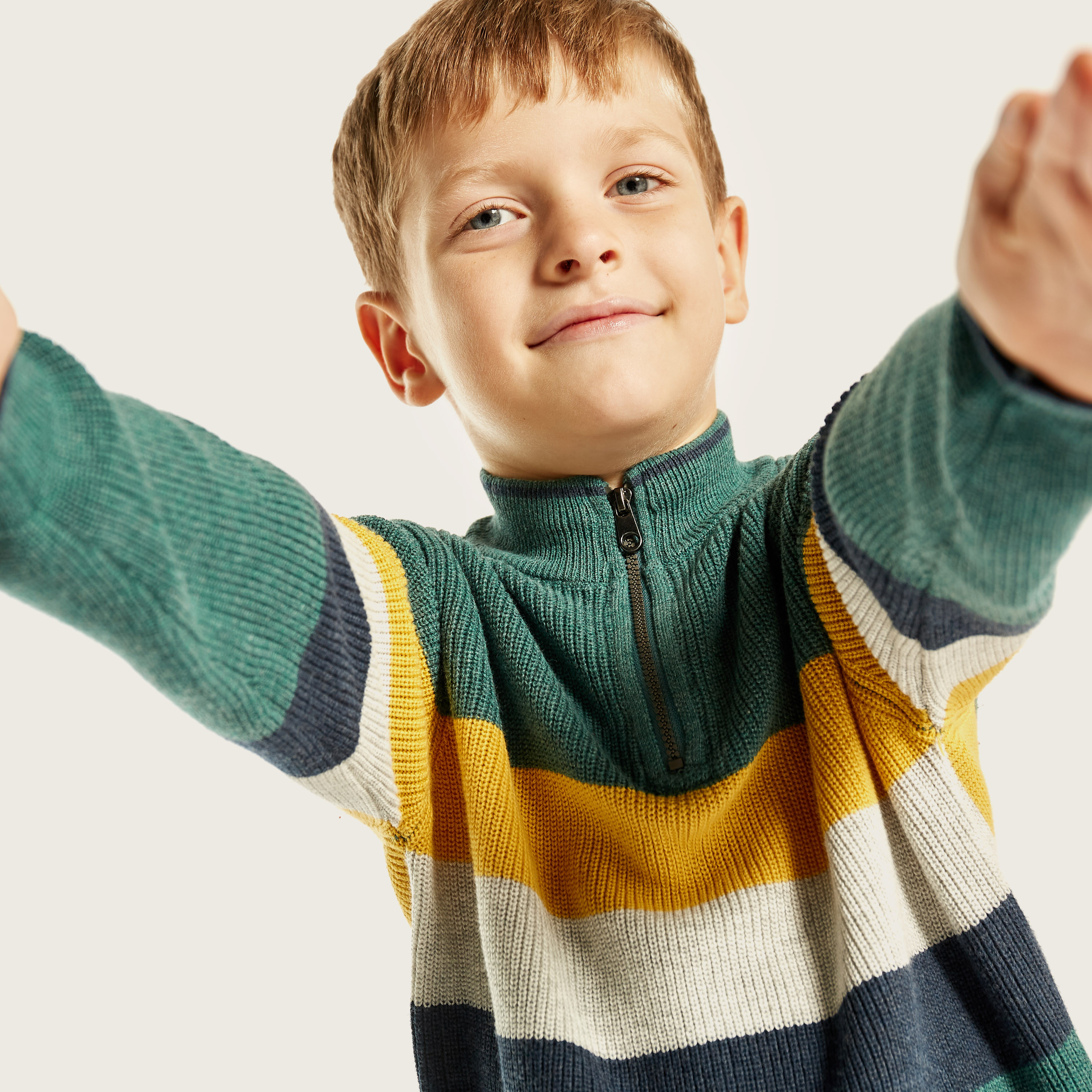 Eligo Textured Pullover with High Neck and Long Sleeves-boys-clothing-jumpersandcardigans-image-3