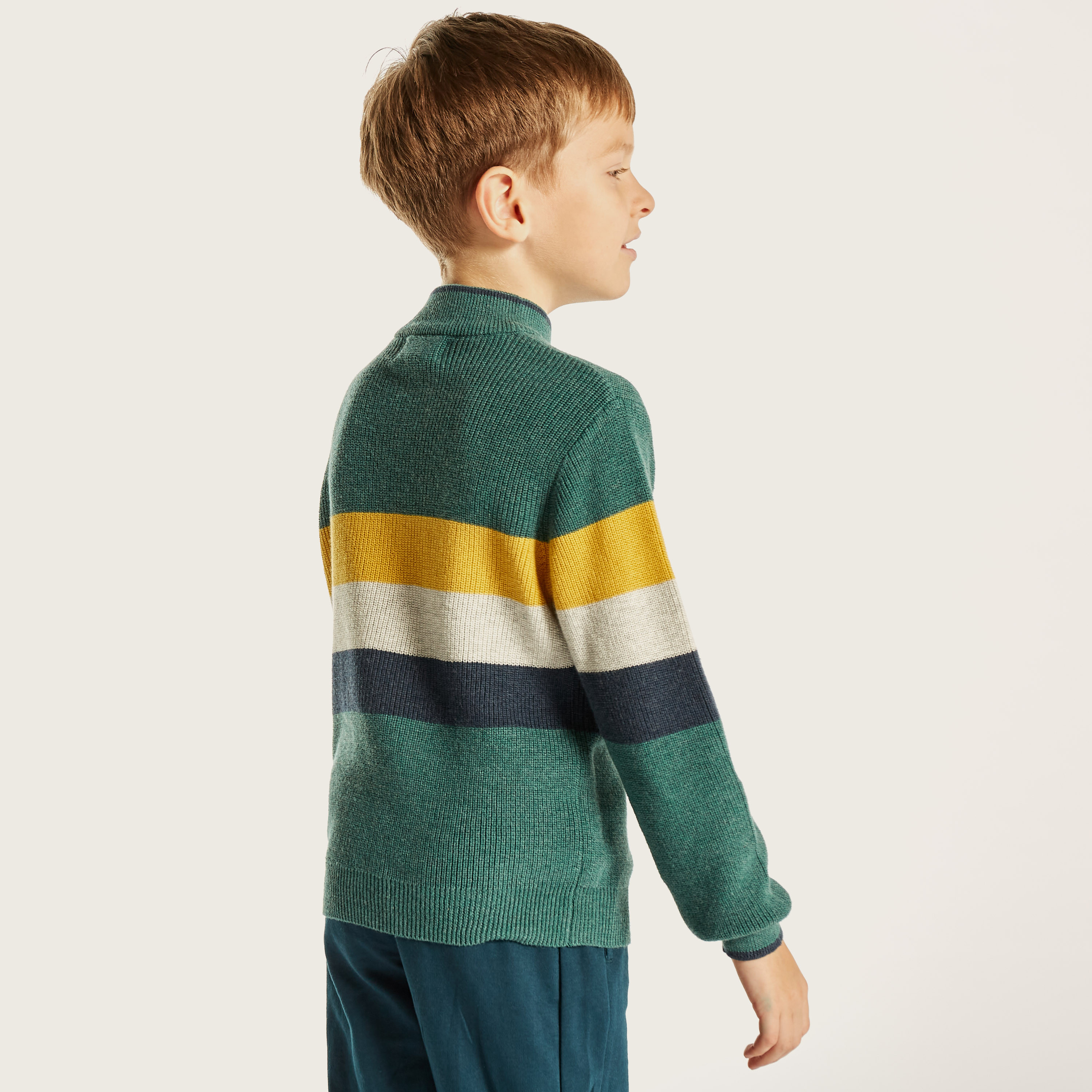 Eligo Textured Pullover with High Neck and Long Sleeves-boys-clothing-jumpersandcardigans-image-4