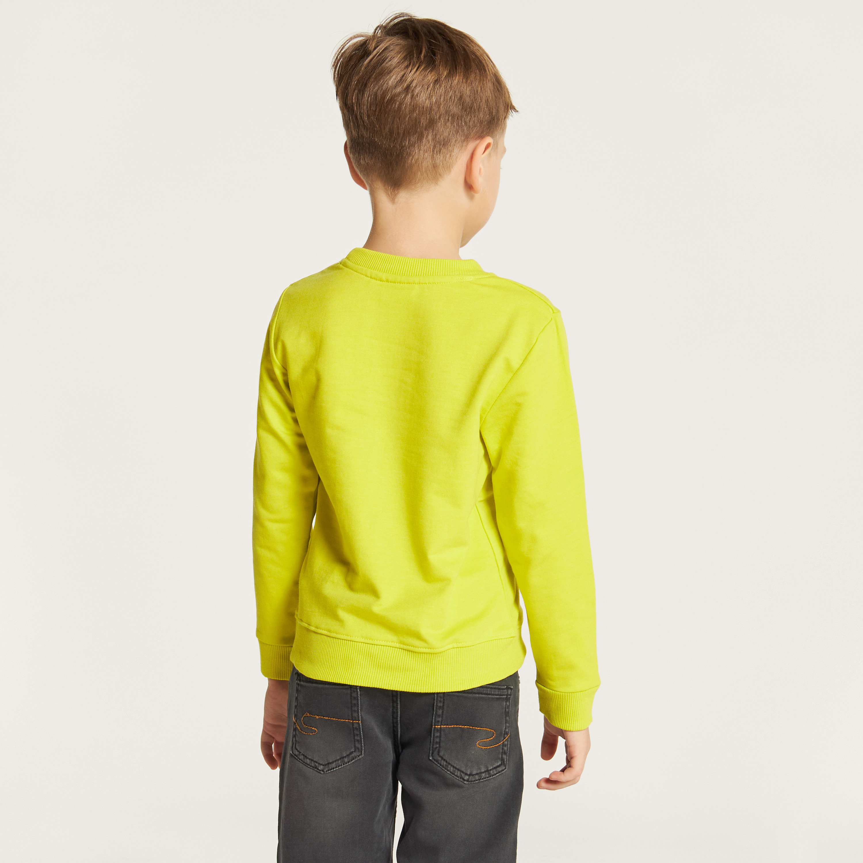 Juniors Printed Sweatshirt with Crew Neck and Long Sleeves-baby-boys-clothing-winterwear-sweatshirts-image-4