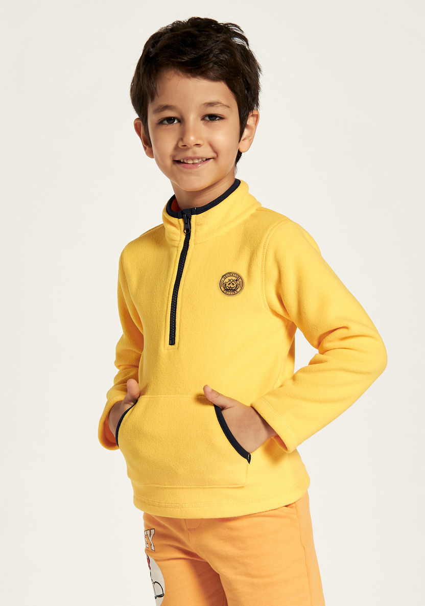 Juniors Solid Long Sleeves Pullover with Stand Neck and Pocket-Sweatshirts-image-1