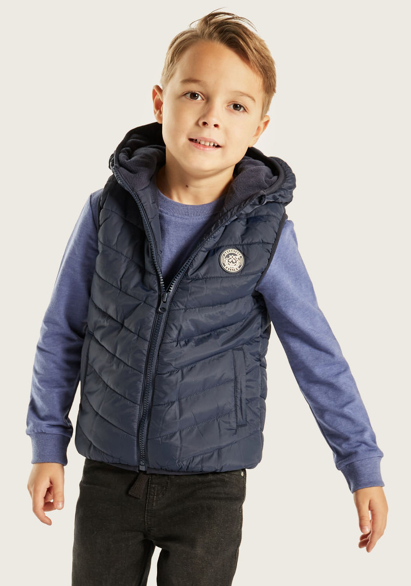 Juniors Quilted Zip Through Gilet Jacket with Hood and Pockets-Coats and Jackets-image-0