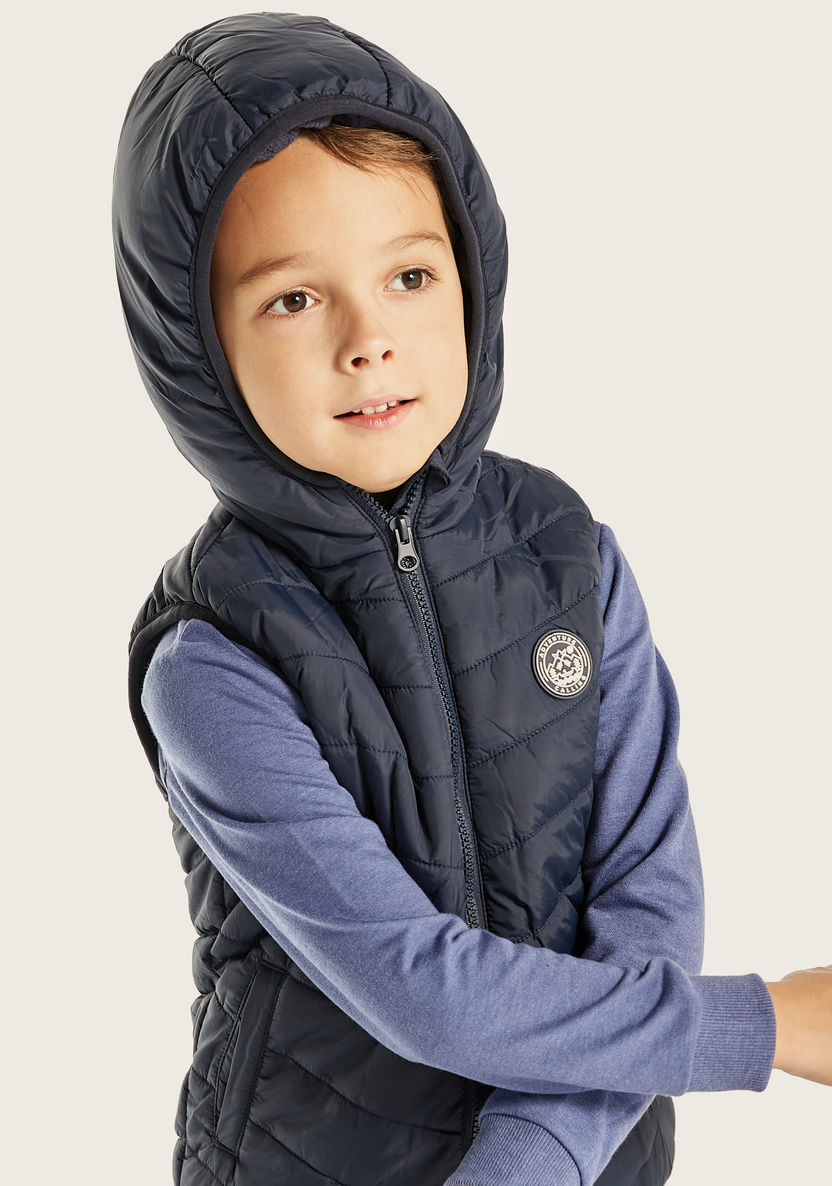 Juniors Quilted Zip Through Gilet Jacket with Hood and Pockets-Coats and Jackets-image-2