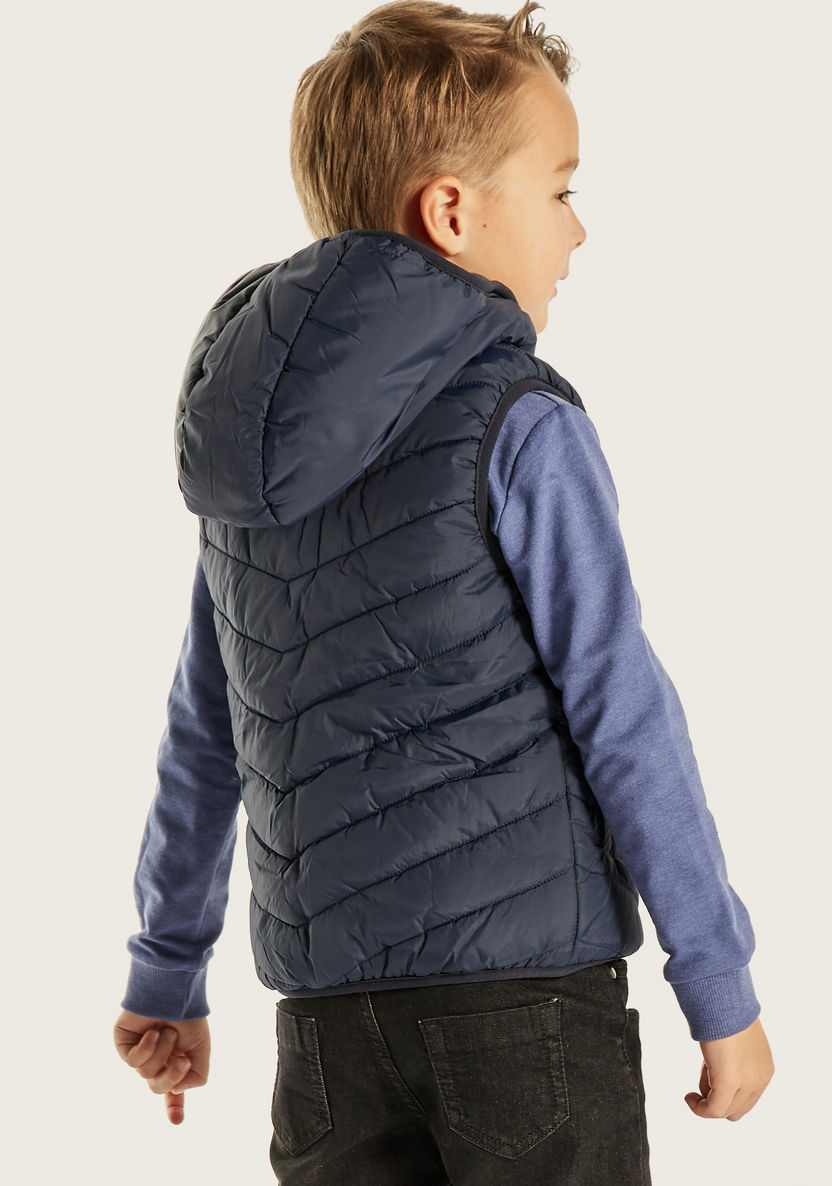 Juniors Quilted Zip Through Gilet Jacket with Hood and Pockets-Coats and Jackets-image-3