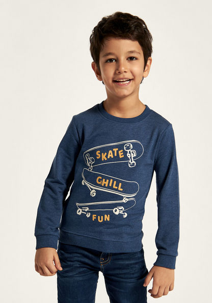Juniors Graphic Print Sweatshirt with Long Sleeves and Crew Neck