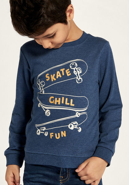Juniors Graphic Print Sweatshirt with Long Sleeves and Crew Neck