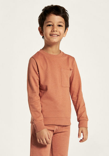 Juniors Solid Sweatshirt with Crew Neck and Long Sleeves-Sweatshirts-image-1