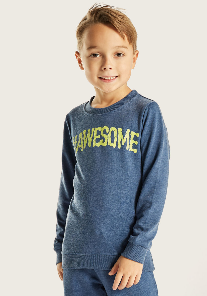 Juniors Printed Sweatshirt with Crew Neck and Long Sleeves-Sweatshirts-image-0