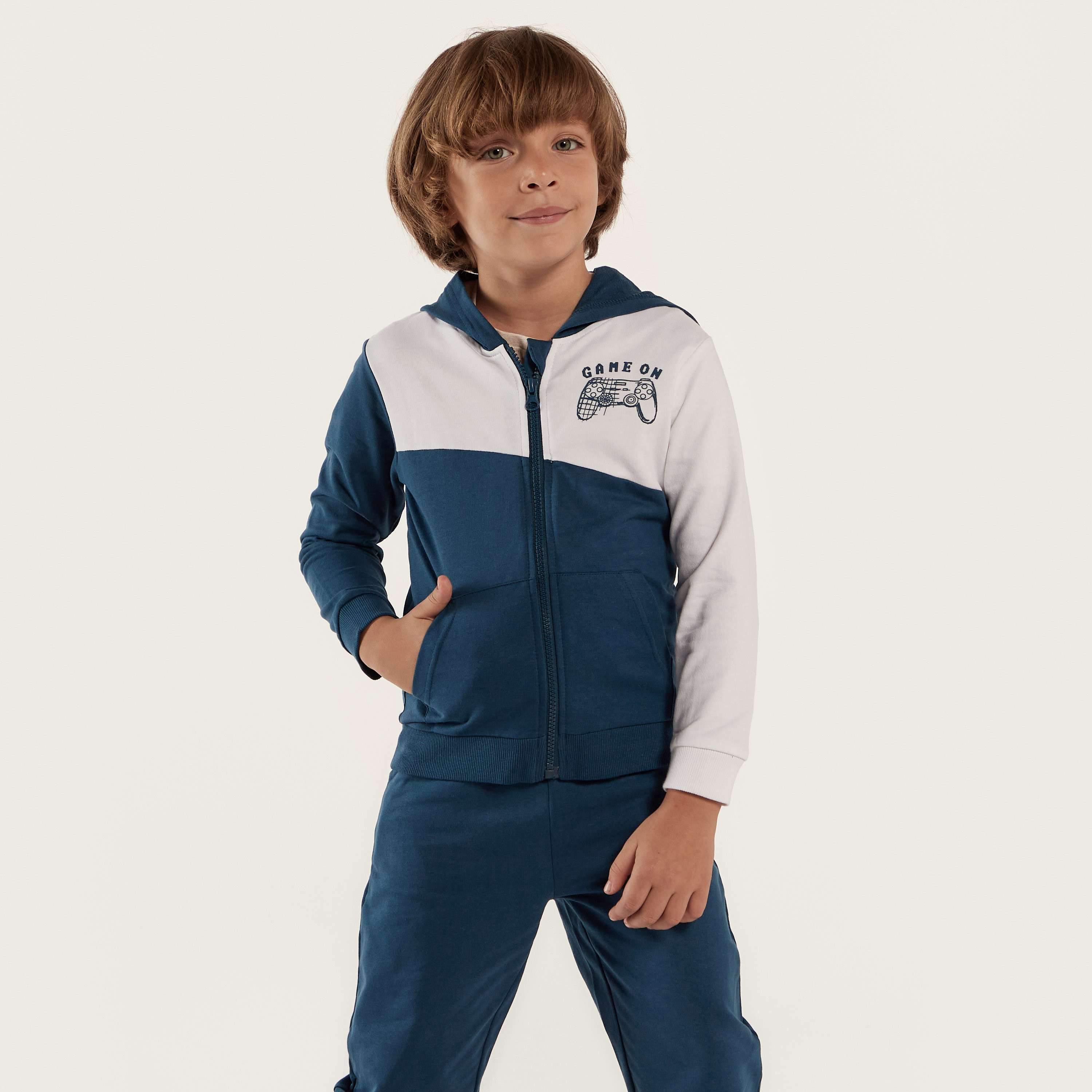 Juniors Printed Zip Through Jacket with Hood and Pockets-baby-boys-clothing-winterwear-jacketsandblazers-image-1