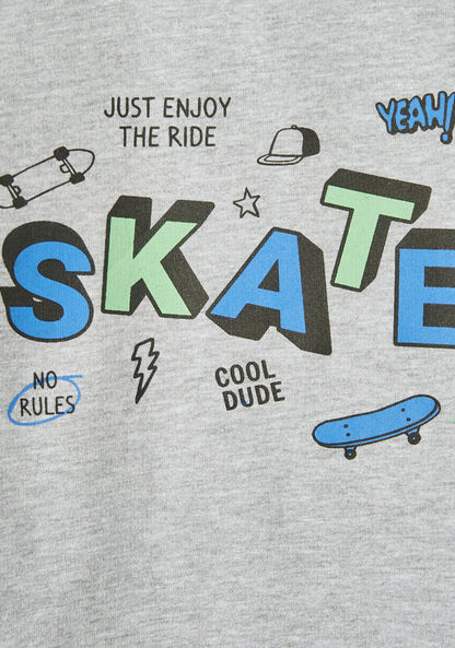 Juniors Skate Print Crew Neck Sweatshirt with Long Sleeves-Sweatshirts-image-1